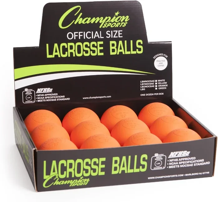 New Champion Sports Colored Lacrosse Balls: Orange Official Size 12 Pack