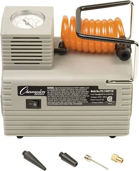 New Champion Sports Electric Inflation Air Pump Compressor 1/8 HP Gray