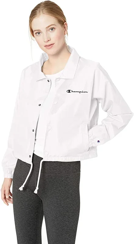 New Champion Womens Heritage Woven Coaches Jacket Large White