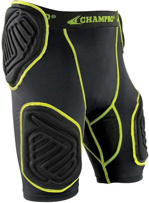 New CHAMPRO Adult Bull Rush 5 Pad Football Girdle Medium Black/Yellow