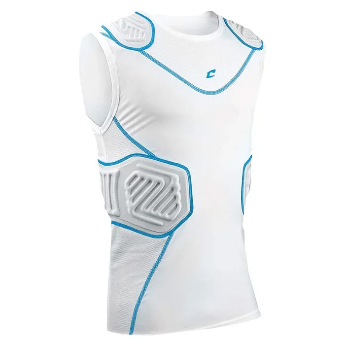New CHAMPRO Youth Bull Rush Compression Shirt Large White/Gray/Royal