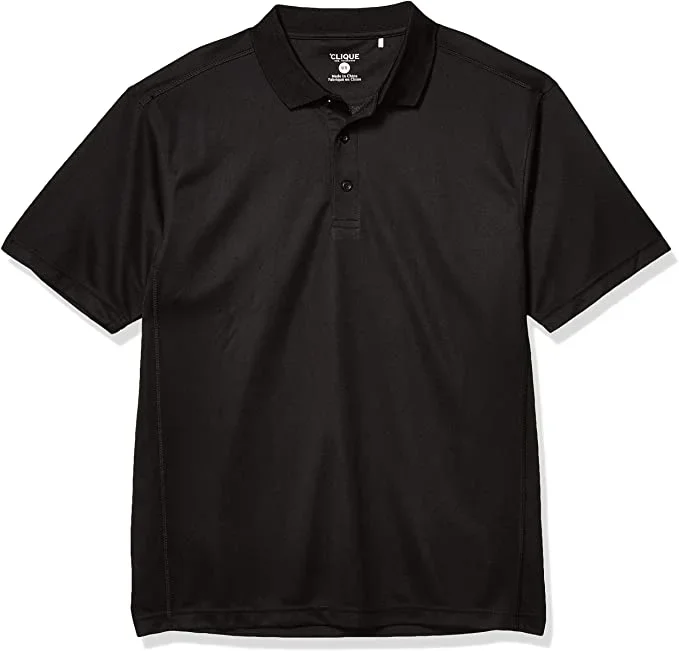New Clique Men’s Ice Pique Polo Medium Black Short Sleeve