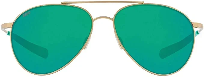 New Costa Del Mar Men’s Piper Aviator Sunglasses Shiny Gold/Green Mirrored