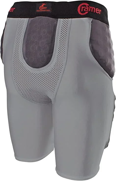 New Cramer Lightning 5 Pad Football Girdle With Integrated Hip Gray/Black XXL