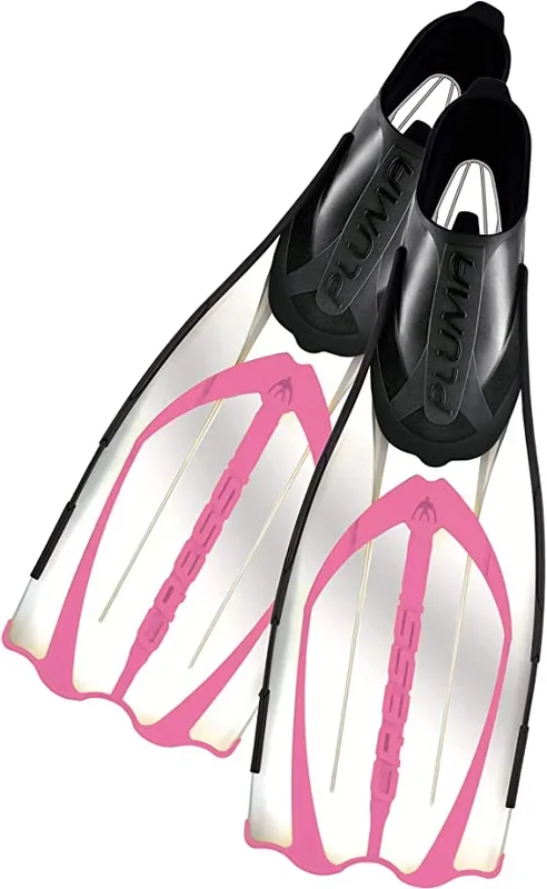 New Cressi Adult Snorkeling Full Foot Pocket Fins Men 5/6 Black/CLear/Pink