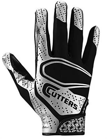 New Cutters Boy’s Small Rev 2.0 Football Gloves with Grip Royal/Silver
