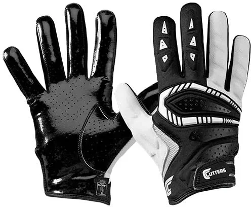 New Cutters Gamer Padded Receiver Football Gloves Black/White Medium