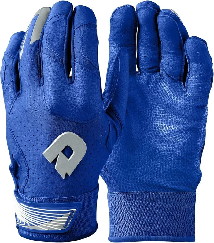 New DeMarini CF Batting Gloves Royal/Gray Medium Adult 4 Way Stretch