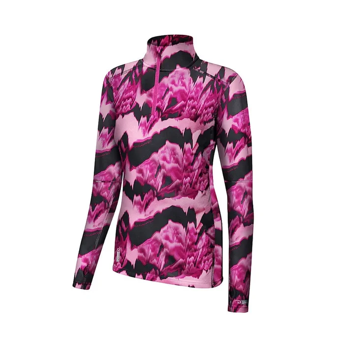 New Duofold Women Light Weight Thermal Quarter Zip Pullover Pink/Berry Delight L