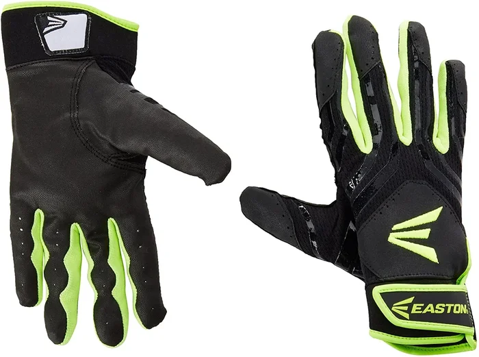 New Easton HF3 Hyperskin Fastpitch Batting Gloves Yth Lrg Black/White/Green