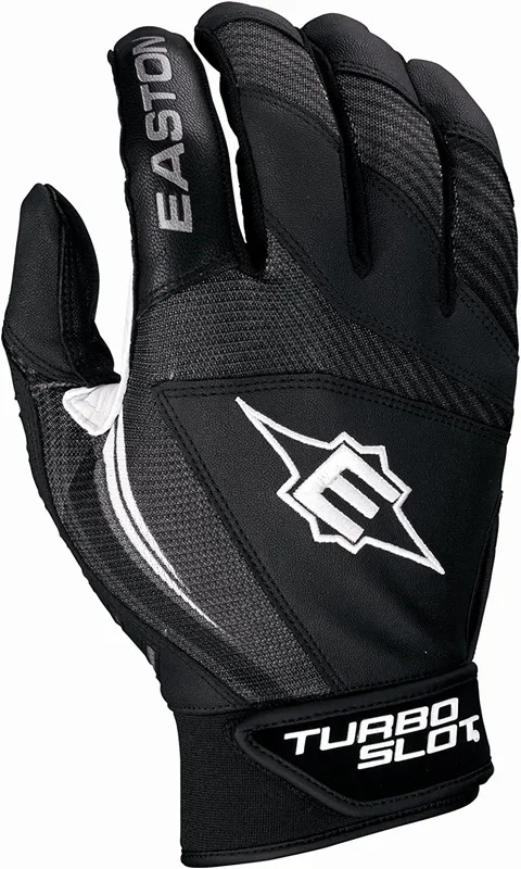 New Easton Hyperskin TurboSlot2 Adult Baseball Batting Gloves Black/Gray Small