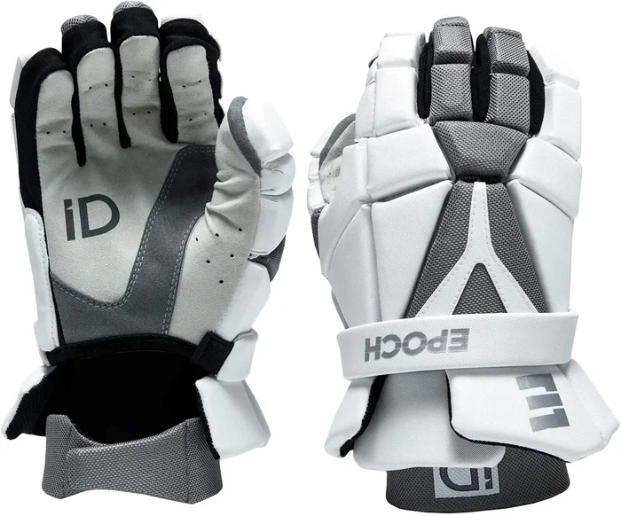 New Epoch iD Lacrosse Gloves for Attack Men 10 Inch White/Black/Gray