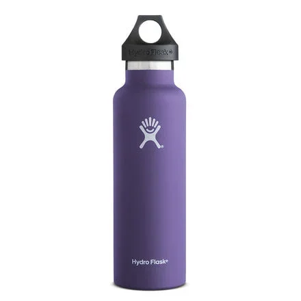 New Hydro Flask 21oz Stainless Steel Water Bottle Standard Mouth Loop Cap Purple