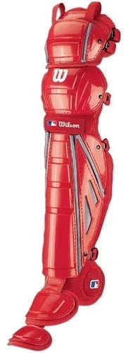 New ilson Hinge FX Catcher’s Leg Guards 16 Inch Red/Silver 16″ Adult
