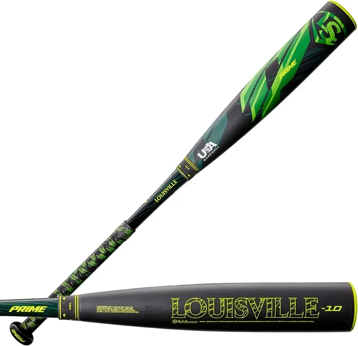 New Louisville Slugger 2022 Prime (-10) USA Youth Baseball Bat Black/Green