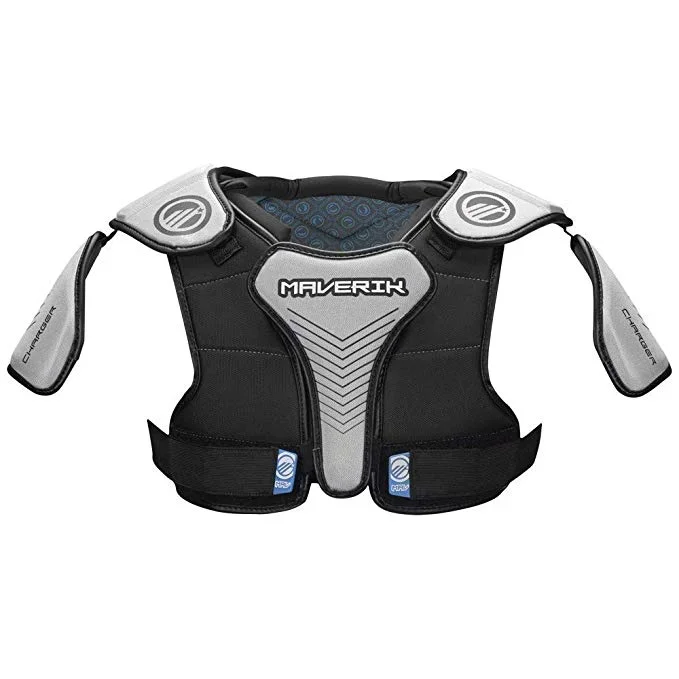 New Maverik Charger Lacrosse Shoulder Pads Small Black/Silver Small