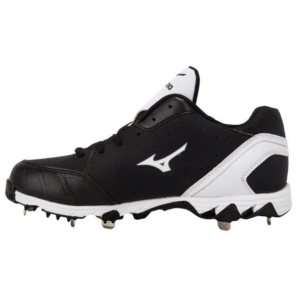 New Mizuno 9 spike vintage 6 switch Mens 11 Baseball Black/Wht Metal Cleats