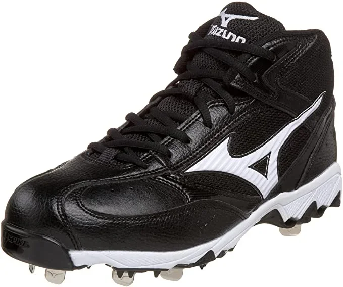 New Mizuno 9 Spike Vintage Mid G5 320289 Baseball Cleats Mens 9.5 Black/White