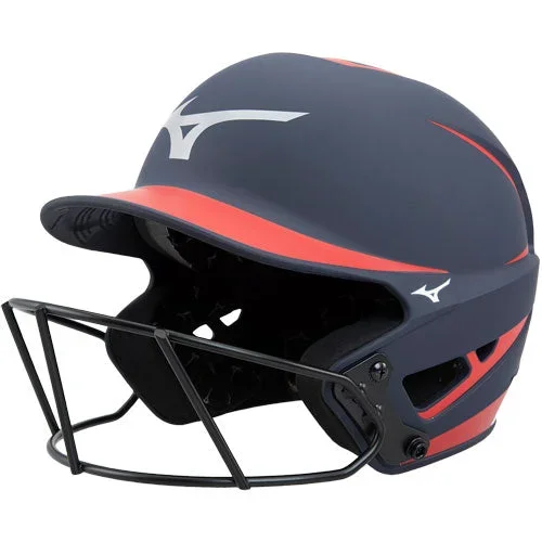 New Mizuno F6 Adult Fastpitch Softball Batting Helmet w/Mask L/X-Large Navy/Red