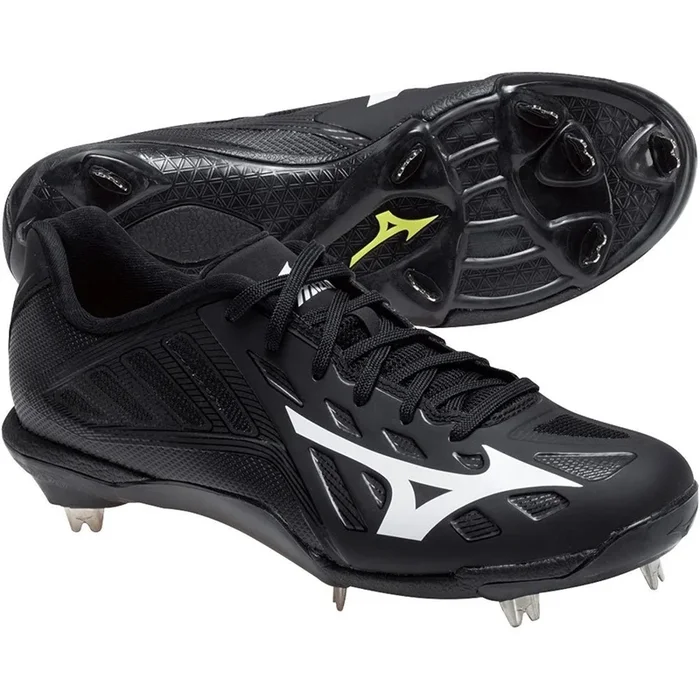 New Mizuno Heist IQ Mens Size 12.5 Baseball Metal Cleats Black/White 320501.9090