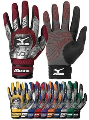 New Mizuno TechFire Adult Batting Glove G2 Medium Maroon/Gray