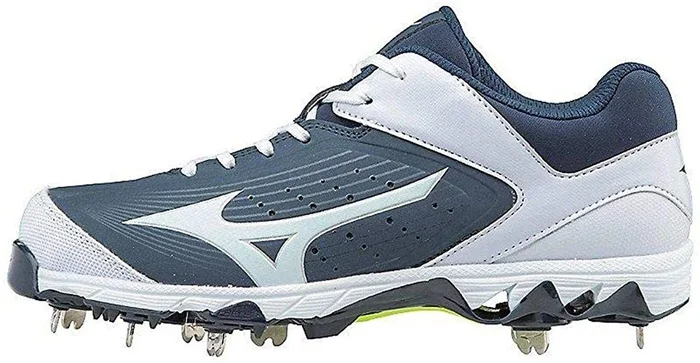 New Mizuno Wmn’s 10, 9-Spike Swift 5 Molded Baseball Cleat Shoe Navy/White