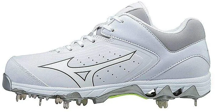 New Mizuno Wmn’s 9.5 9-Spike Swift 5 Molded Baseball Cleat Shoe White/White