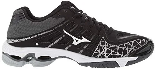 New Mizuno Women 8.5 Wave Voltage Indoor Court Volleyball Shoe Black/Silver/Blk