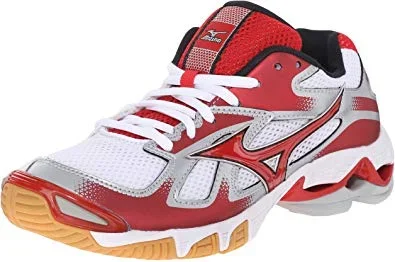 New Mizuno Women’s 6 Wave Bolt 5 Volleyball-Shoes Red/White/Silver