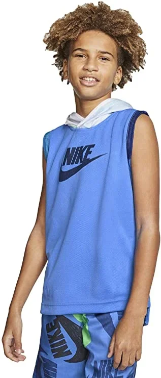 New Nike B NSW Rtl Mesh Top Tank Singlet Blue/Navy Large CJ8282-402