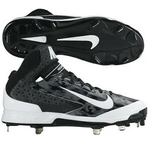 New Nike Huarache Pro Mid Men’s 8 Baseball Metal Cleats Black/White