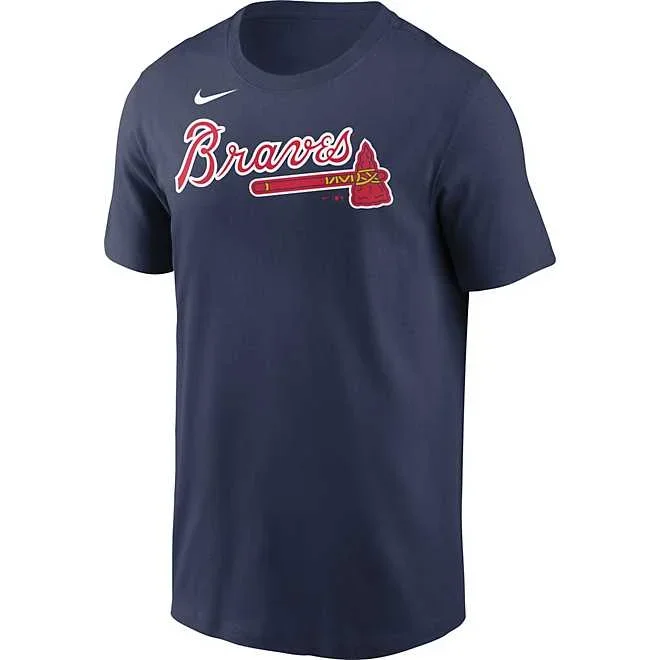 New Nike Men’s Atlanta Braves Navy Wordmark Legend T-Shirt Large
