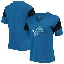 New Nike Women’s Detroit Lions Breathe Dri-Fit V-Neck Tee Shirt SS Blue/Black Sm