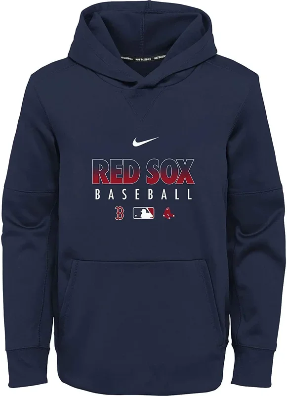New Nike Youth Boston Red Sox Navy Dri-FIT Therma Pullover Hoodie Small 8rge
