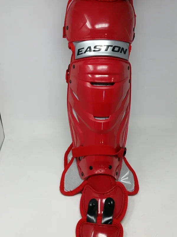 New No Tags Easton Leg Guards Pro X 16.5″ Red/Silver Adult Catchers Baseball