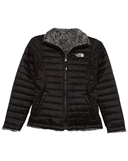 New North Face Girls’ Reversible Mossbud Swirl Jacket X-Large Black/Black