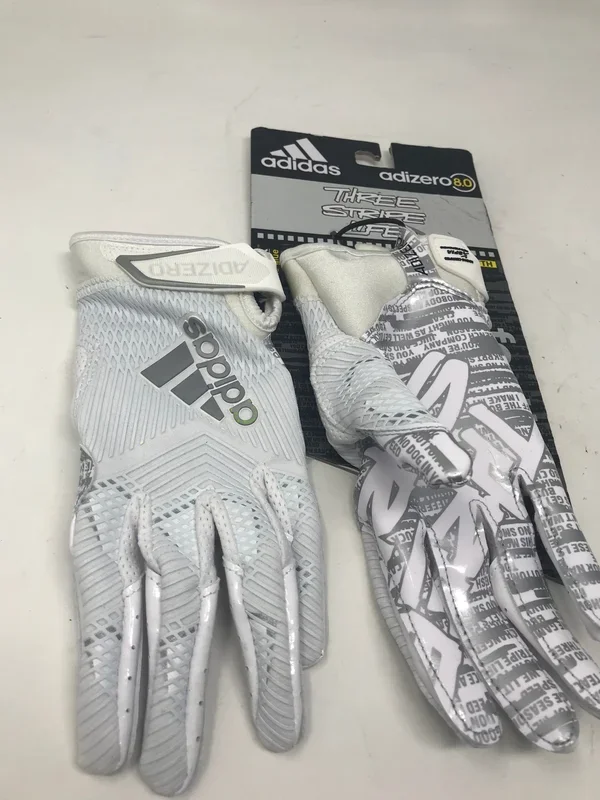 New Other adidas Youth Lg Adizero 5-Star 8.0 Three Stripe Receiver Glove Gr&Wht