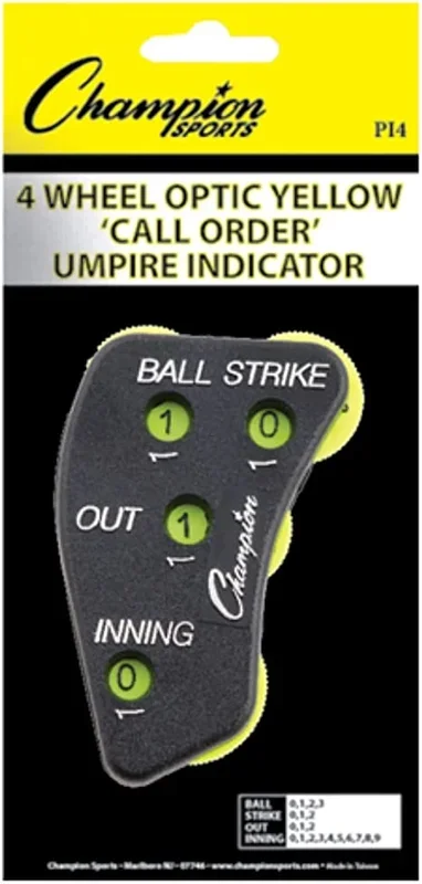 New Other Champion Sports PI4 4 Wheel Umpire Indicator44; Black & Optic Yellow – Pack of 6