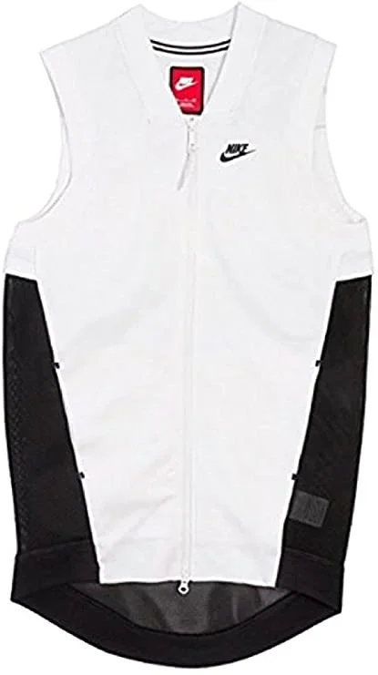 New Other Nike Wmn Tech Fleece Mesh Cocoon Jacket/Vest Wht/Blk Lrg Fleece Lining