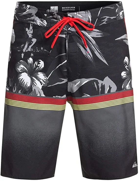 New Quiksilver Men’s Divide 20 Boardshort Swim Trunk Size 36 Black/Red/Grey/White