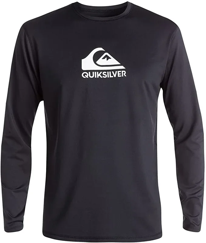 New Quiksilver Men’s Solid Streak Long Sleeve Rash Guard Large BLack