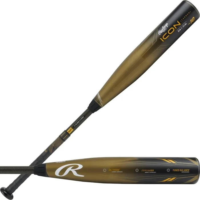 New Rawlings 2023 ICON Baseball Bat USSSA 2 Pc Composite -10 Black/Metal