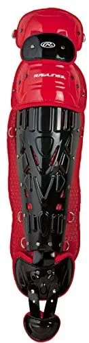 New Rawlings Catchers Leg Guards Velo Series Intermediate 15.5 in Black/Scarlet