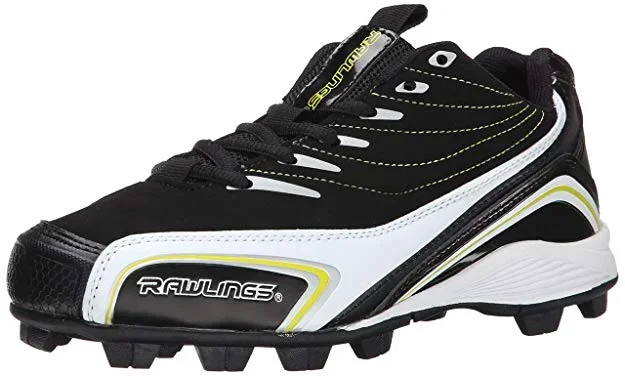 New Rawlings Girls Base Invader Low Baseball Cleat Sz 6 Black/Yellow