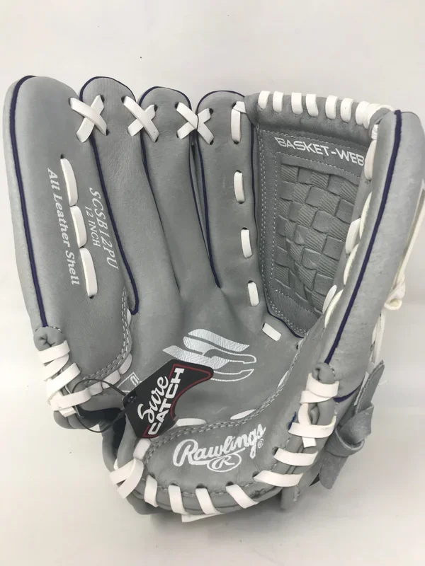 New Rawlings Sure Catch Series SCSB12PU Youth Baseball Glove LHT 12″ Gry/Pur