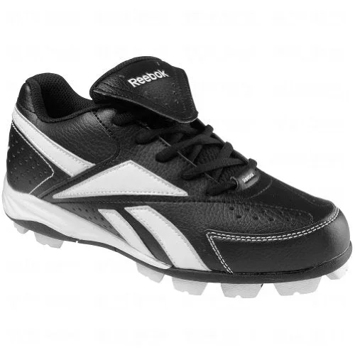 New Reebok Youth 12 Prospect Low Mrt Molded Cleats Black/White