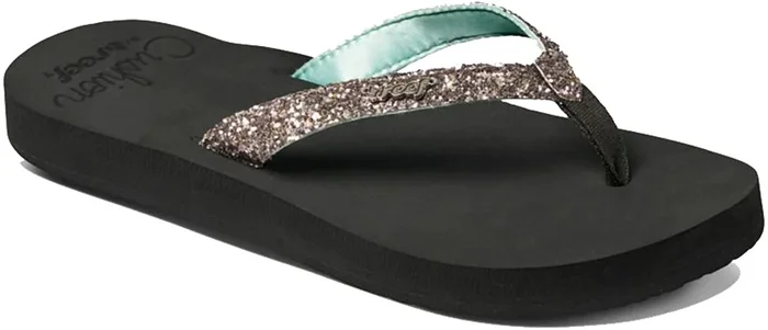 New Reef Women’s Star Cushion Flip Flops Size 6, Pewter/Black