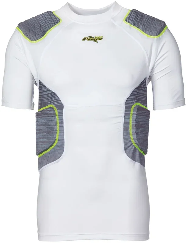New Riddell Adult Power Amp 5-Pad Compression Shirt White/Gray Medium