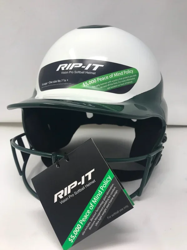 New Rip It Vision Pro Softball Batting Helmet X/Large 7 1/4″ + Green/White