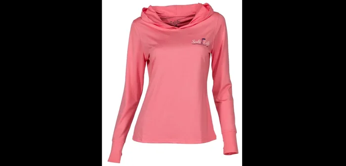 New Salt Life Chase The Sun Performance Long-Sleeve Hoodie For Ladies Pink Small